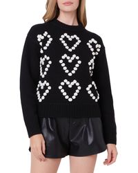 English Factory - Pompom Heart Mock Neck Sweater - Lyst