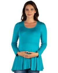 24seven Comfort Apparel - Maternity Long Sleeve Swing Style Flared Tunic Top - Lyst