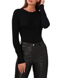 Halogen® - Button Cuff Crewneck Sweater - Lyst