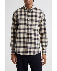 Sunspel - Check Brushed Cotton Flannel Button-Down Shirt - Lyst