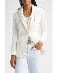 Eleventy - Cotton Blend Knit Jacket With Hooded Zip Inset - Lyst