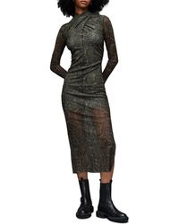 AllSaints - Tia Tamora Long Sleeve Midi Dress - Lyst