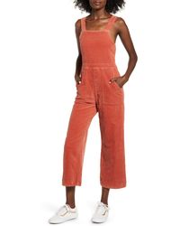 Billabong Corduroy Crop Jumpsuit - Red