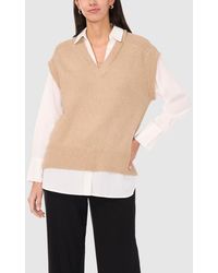 Halogen® - Layered Look Sweater Vest - Lyst