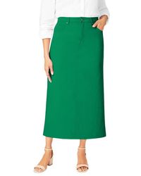 Jessica London - Classic Cotton Denim Midi Skirt - Lyst