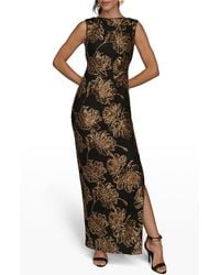 Donna Karan - Sequin Floral Sleeveless Gown - Lyst