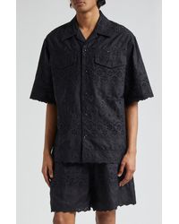 Simone Rocha - Relaxed Fit Cotton Eyelet Camp Shirt - Lyst