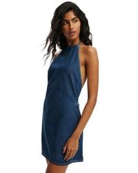 Cotton On - Halter Denim Mini Dress - Lyst
