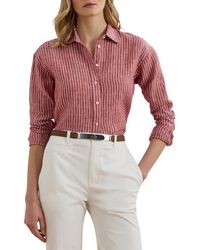 Ralph Lauren - Stripe Relaxed Fit Linen Button-Up Shirt - Lyst