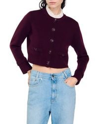Sandro - Knit Cardigan With Ruffled Collar - Lyst