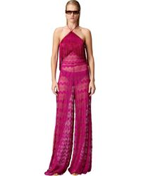 Missoni - Zig Zag Lamé Viscose Jumpsuit With Fringes - Lyst