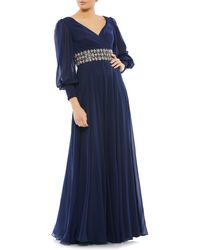 Mac Duggal - Belted Long Sleeve A-line Gown - Lyst