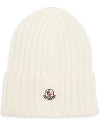 Moncler - Logo Patch Rib Wool Beanie - Lyst