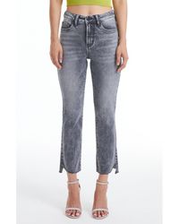Bayeas - Tulip Hem High Waist Crop Slim Straight Leg Jeans - Lyst