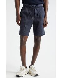 Thom Sweeney - Pleated Stretch Linen & Cotton Jersey Shorts - Lyst