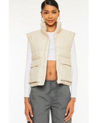 Kancan - Frida Cropped Faux Leather Puffer Vest - Lyst
