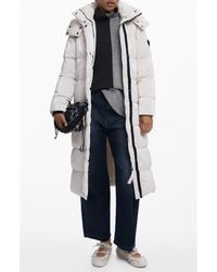 Desigual - Quilted Puffer Longline Coat With Removable Hood - Lyst