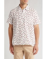 Treasure & Bond - Floral Graphic Short Sleeve Cotton Button-up Shirt - Lyst