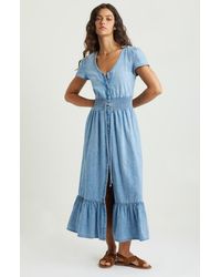 Treasure & Bond - Smocked Waist Chambray Maxi Dress - Lyst