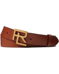 Ralph Lauren Purple Label - Rl Logo Buckle Leather Belt - Lyst