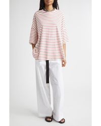 Plan C - Stripe Oversize Cotton T-Shirt - Lyst