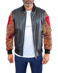 Maceoo - Dragon Sleeve Leather Bomber Jacket - Lyst