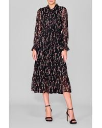 MELLODAY - Tie Front Long Sleeve Tiered Midi Dress - Lyst