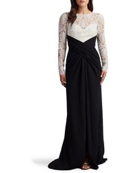 Tadashi Shoji - Corded Lace & Crepe Long Sleeve Gown - Lyst