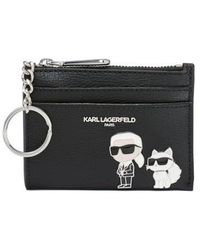 KARL LAGERFELD - Karl & Choupette Leather Card Case With Key Ring - Lyst