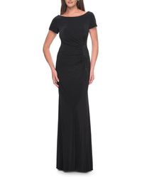 La Femme - Long Jersey Evening Dress With Rhinestone Details - Lyst