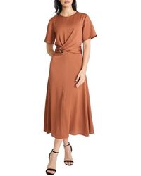 Maggy London - Buckle Detail Hammered Satin Midi Dress - Lyst