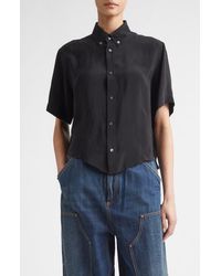Maison Margiela - Short Sleeve Cupro Button-Down Shirt - Lyst
