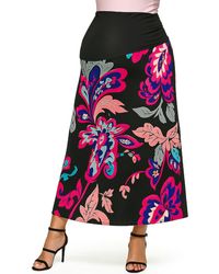24seven Comfort Apparel - Maternity And Paisley Elastic Waist A-Line Maxi Skirt - Lyst