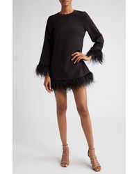 Likely - Marullo Feather Trim Long Sleeve Dress - Lyst