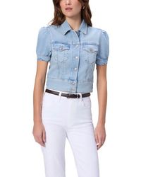 PAIGE - Kendra Short Sleeve Crop Denim Jacket - Lyst