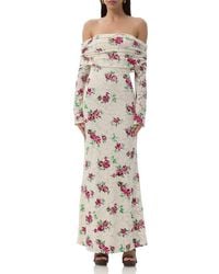 AFRM - Thelma Off The Shoulder Long Sleeve Lace Maxi Dress - Lyst