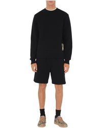 Burberry - Check Label Cotton Shorts - Lyst