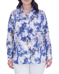 Foxcroft - Meghan Abstract Floral Cotton Button-up Shirt - Lyst