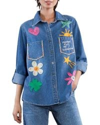 Billy T - Pocketful Of Sunshine Embroidered Denim Graphic Button-Up Shirt - Lyst