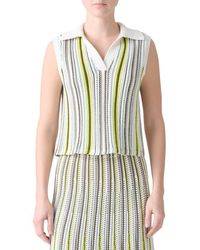 Akris Punto - Stripe Mixed Stitch Sleeveless Polo Sweater - Lyst