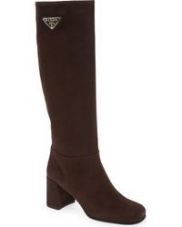 Prada - Logo Knee High Boot - Lyst