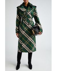 Burberry - Check Water Resistant Gabardine Trench Coat With Removable Faux Fur Collar - Lyst