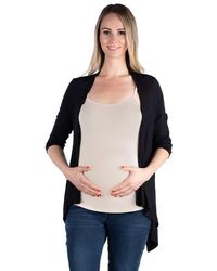 24seven Comfort Apparel - Maternity Elbow Length Sleeve Open Cardigan - Lyst