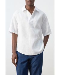 Mango - Solid Slub Linen Polo - Lyst