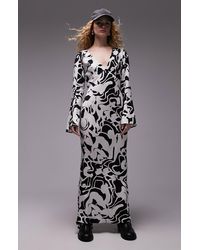 TOPSHOP - Lea Floral Long Sleeve Maxi Column Dress - Lyst