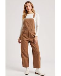 Modenaire - Wide-Leg Adjustable-Strap Front Bib Pocket Overalls - Lyst