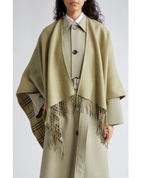 Burberry - Fringed Wool Reversible Cape - Lyst