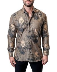 Maceoo - Einstein Skull Sand Contemporary Fit Button-Up Shirt - Lyst