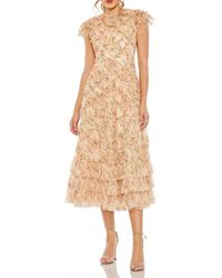 Mac Duggal - Ruffle Tiered Short Sleeve A Line Dress - Lyst