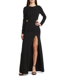 Lulus - Going For The Wow Side Slit Long Sleeve Gown - Lyst